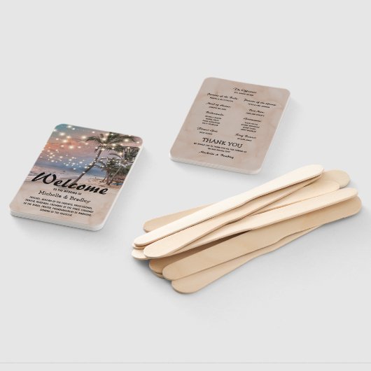 Tropische  strand verlichting bruiloft programma handwaaier (Niet-gemonteerd)