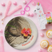 Tropische Strand Vibes Hibiscus Bloemen Papieren Bordje (Feest)