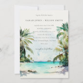 Tropische strand Waterverf Palm Trees Vow Renewal Kaart (Voorkant)