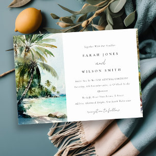 Tropische strand Waterverf Palm Trees Vow Renewal Kaart
