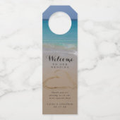 Tropische Strand Zand Hart Wedding Favoriet Flessenhanger (Voorkant)