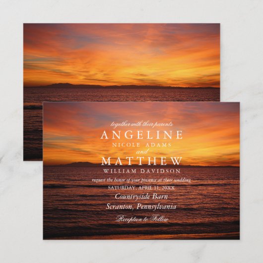 Tropische Strand Zand Sunset Zee bruiloft Kaart (Voorkant / Achterkant)