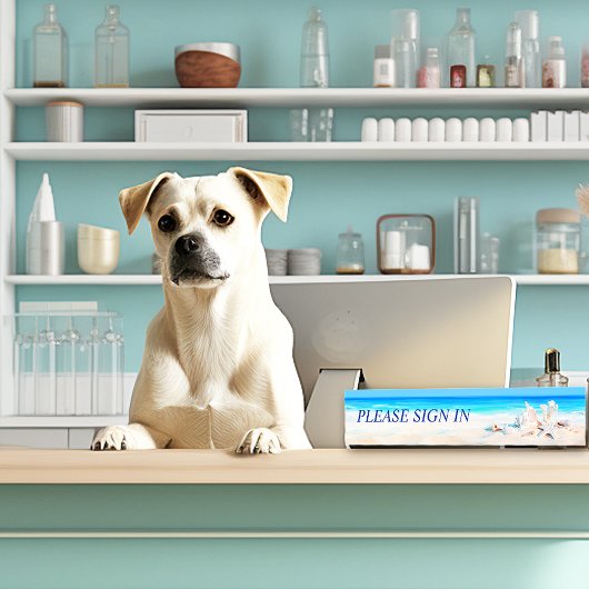 Tropische strand zeeschelpen Zand Naambordje