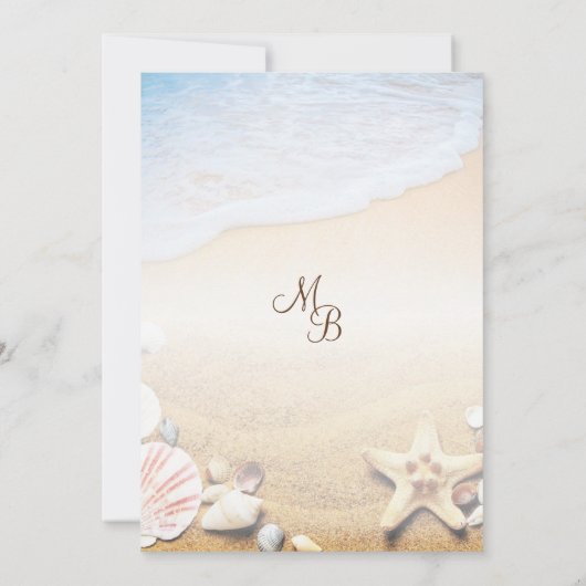 Tropische strand zeesterren bruiloft details kaart (Achterkant)