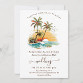 Tropische Strand Zonsondergang Bestemming Bruiloft Kaart (Voorkant)