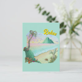 Tropische strand zonsondergang briefkaart