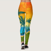Tropische strand zonsondergang leggings (Achterkant)