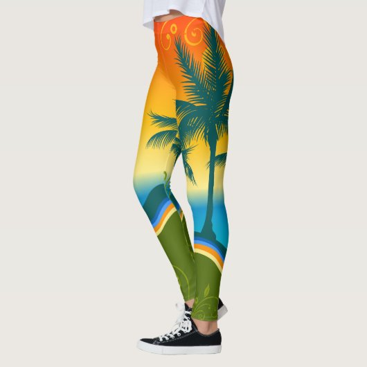 Tropische strand zonsondergang leggings (Links)