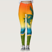 Tropische strand zonsondergang leggings (Voorkant)