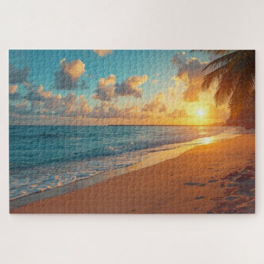 Tropische strand zonsondergang legpuzzel (Horizontaal)