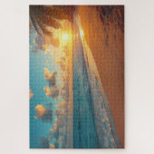 Tropische strand zonsondergang legpuzzel (Verticaal)