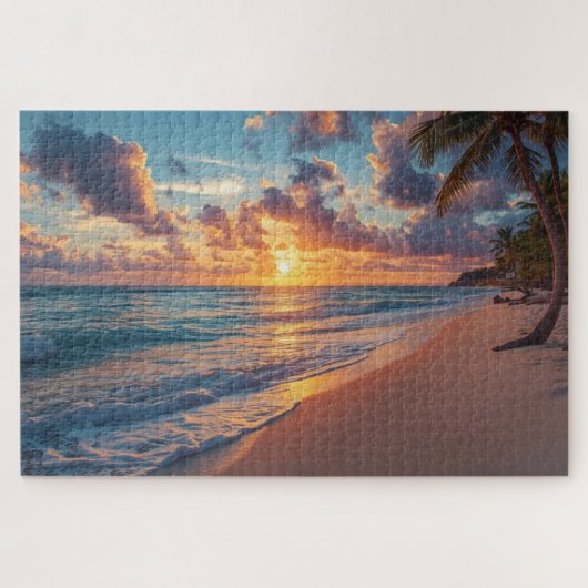 Tropische strand zonsondergang legpuzzel (Horizontaal)