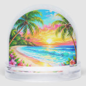 Tropische strand zonsondergang met palmbomen sneeuwbol (Achterkant)