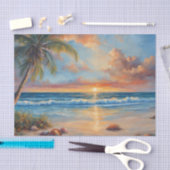 Tropische strand zonsondergang met palmbomen tissuepapier (Craft)