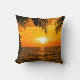 Tropische Strand Zonsondergang Palm illustratie Kussen