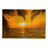 Tropische Strand Zonsondergang Palm illustratie Kussensloop (Achterkant)