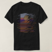 Tropische strand zonsondergang palmbomen Synthwave T-shirt (Design voorkant)