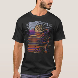 Tropische strand zonsondergang palmbomen Synthwave T-shirt