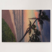 Tropische strand zonsondergang palmen legpuzzel (Horizontaal)