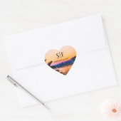 Tropische strand zonsondergang string lichten brui hart sticker (Envelop)