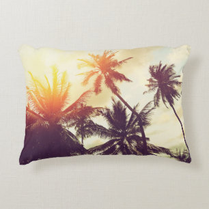 Tropische strandachtergrond met palmbomen silhouet accent kussen