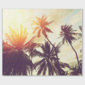 Tropische strandachtergrond met palmbomen silhouet cadeaupapier (Vlak)