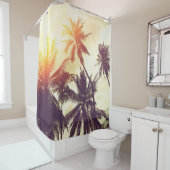 Tropische strandachtergrond met palmbomen silhouet douchegordijn (In situ)
