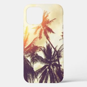 Tropische strandachtergrond met palmbomen silhouet iPhone 12 hoesje