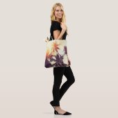 Tropische strandachtergrond met palmbomen silhouet tote bag (Op model)