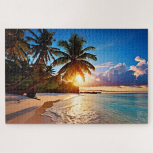 Tropische strandavond legpuzzel