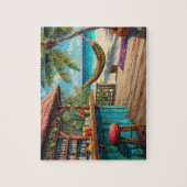 Tropische strandbar hangmat kunst legpuzzel (Verticaal)