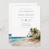 Tropische strandbestemming alles in één bruiloft kaart (Voorkant / Achterkant)