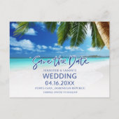 Tropische strandbestemming bruiloft bespaart de da aankondigingskaart (Voorkant)