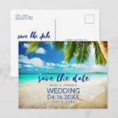 Tropische strandbestemming bruiloft bespaart de da aankondigingskaart (Voorkant / Achterkant)