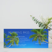 Tropische strandbestemming bruiloft instappas kaart (Staand voorkant)