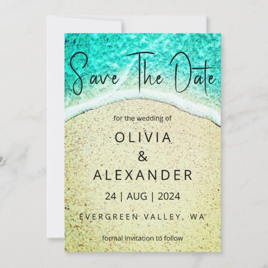 Tropische strandbestemming Bruiloft Save the Date Kaart (Voorkant)