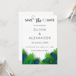 Tropische strandbestemming Bruiloft Save the Date Kaart