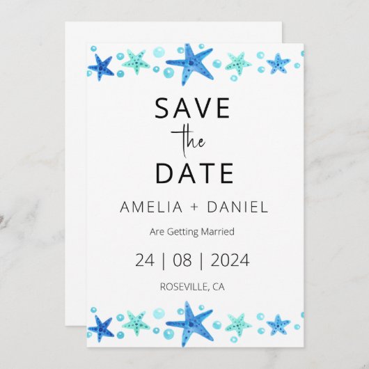 Tropische strandbestemming Bruiloft Save the Date Kaart (Voorkant / Achterkant)