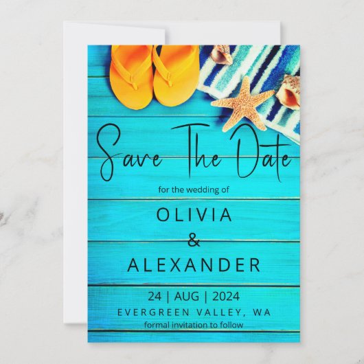 Tropische strandbestemming Bruiloft Save the Date Kaart (Voorkant)