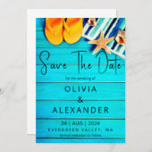 Tropische strandbestemming Bruiloft Save the Date Kaart (Voorkant / Achterkant)