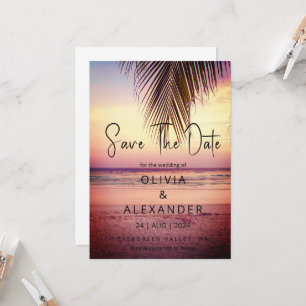 Tropische strandbestemming Bruiloft Save the Date Kaart