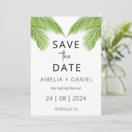Tropische strandbestemming Bruiloft Save the Date Kaart