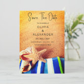 Tropische strandbestemming Bruiloft Save the Date Kaart (Staand voorkant)