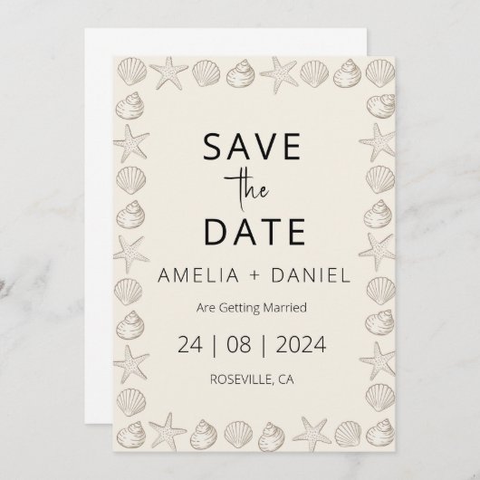 Tropische strandbestemming Bruiloft Save the Date Kaart (Voorkant / Achterkant)