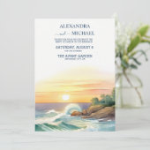 Tropische  strandbestemming huwelijk kaart (Staand voorkant)