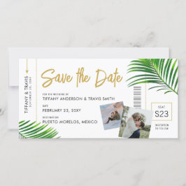 Tropische strandbestemming instapkaart save the date
