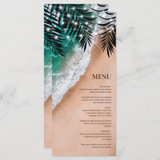 Tropische strandbestemming menu (Voorkant / Achterkant)