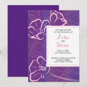 Tropische strandbestemming Paarse bruiloft Kaart (Voorkant / Achterkant)