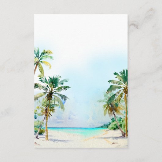 Tropische strandbestemming Trouwaccommodaties Informatiekaartje (Achterkant)