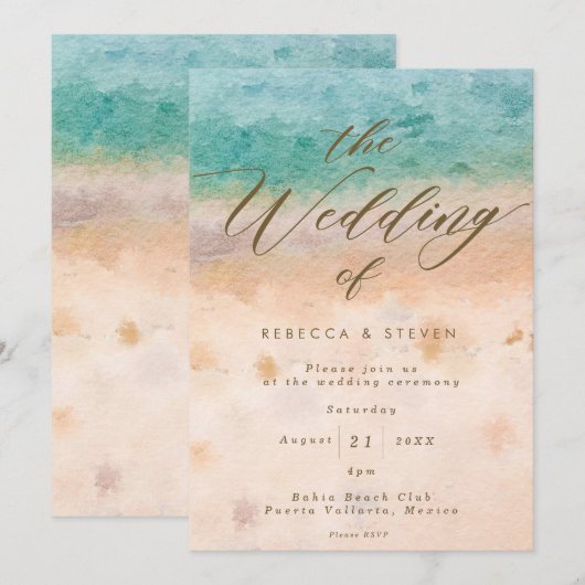 tropische strandbestemming trouwen kaart (Voorkant / Achterkant)